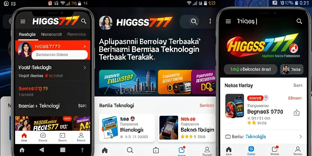 Antarmuka HIGGS777 menampilkan berita terkini dan fitur-fitur teknologi.