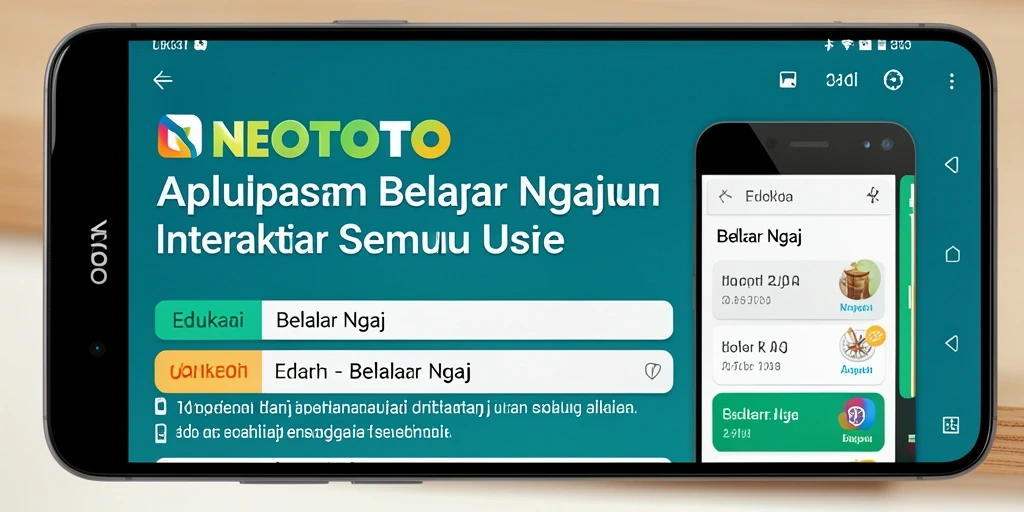 Tampilan antarmuka aplikasi NEOTOTO untuk Belajar Ngaji yang ramah pengguna.