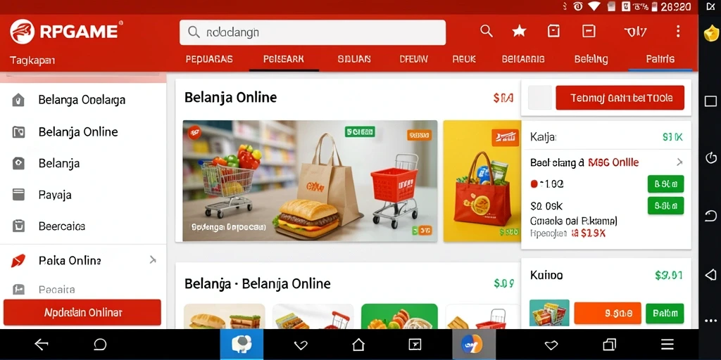 Antarmuka aplikasi RPGAME untuk belanja online yang mudah digunakan.