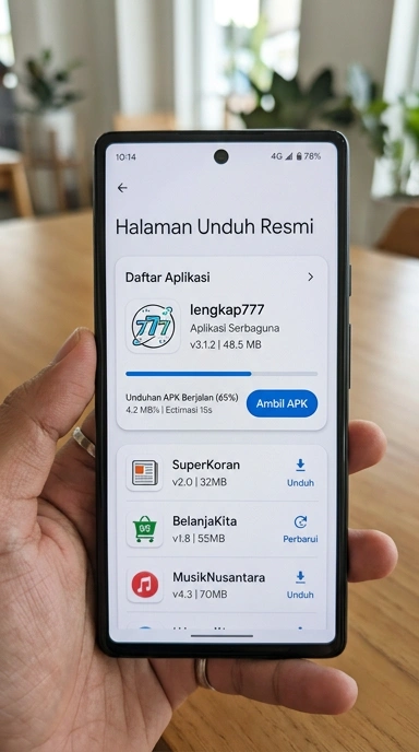 Tampilan halaman APK lengkap777